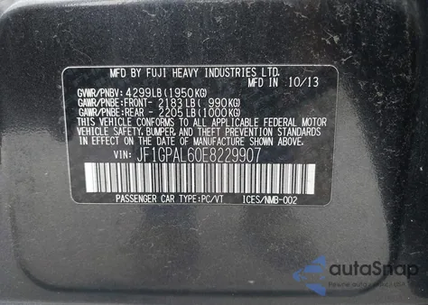 2014 Subaru Impreza 2.0I Sport Premium z USA, uszkodzony, nr VIN JF1GPAL60E8229907